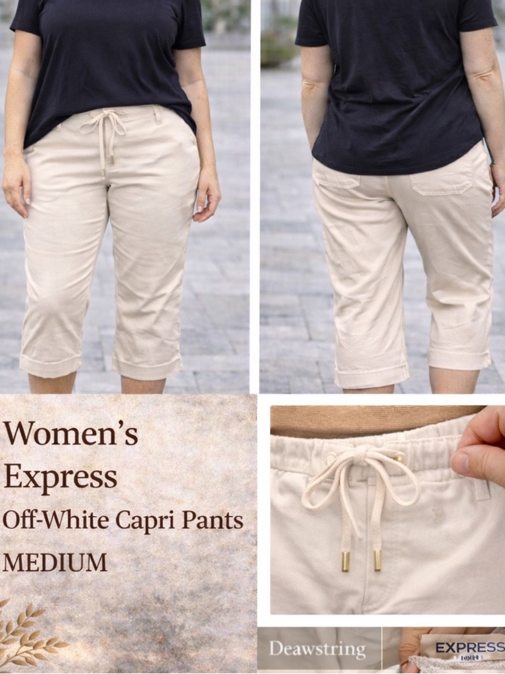 Express cotton Off-White Capri pants MEDIUM